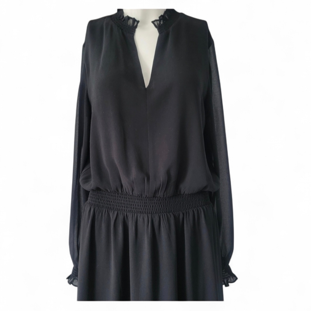 Elegant Black Womens Long Sleeve Dress